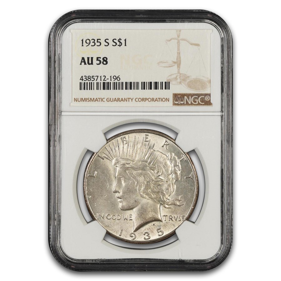 1935-S Peace Dollar AU-58 NGC