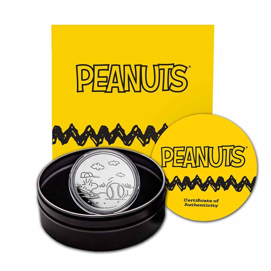 Peanuts® Baseball - Woodstock at Bat 1 oz Silver Proof