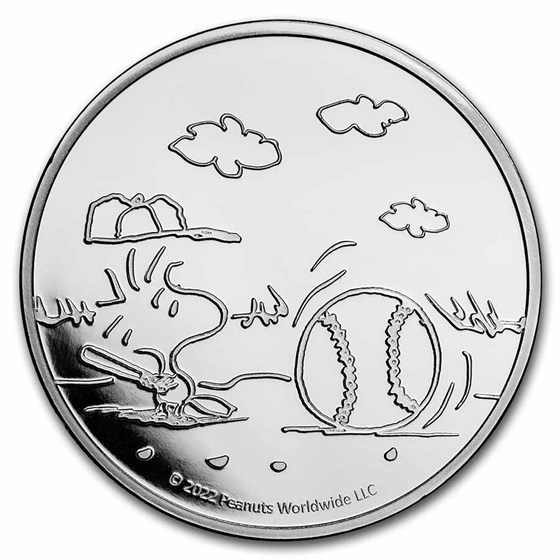 Peanuts® Baseball - Woodstock at Bat 1 oz Silver Proof