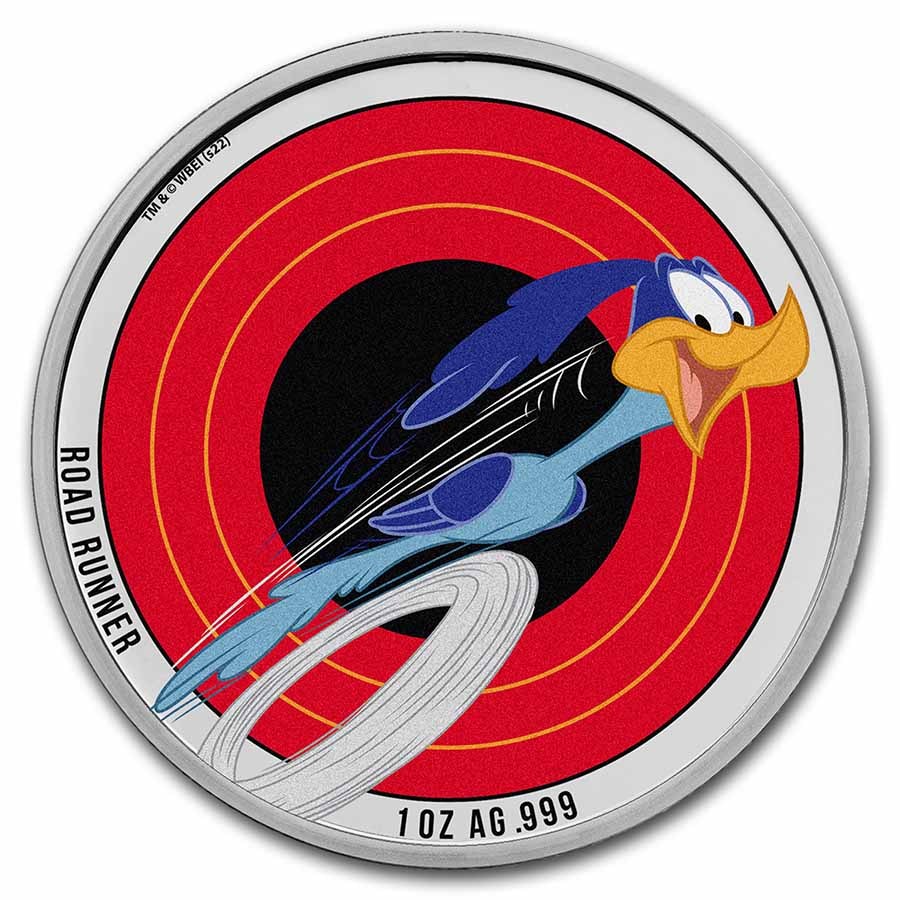 2023 Samoa 1 oz Silver Looney Tunes Road Runner Colorized w/ TEP