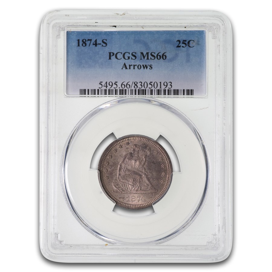 1874-S Liberty Seated Quarter MS-66 PCGS (Arrows)