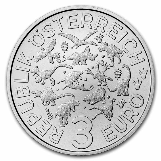 2022 Austria Cupro-Nickel €3 Color Supersaurs (Microraptor)