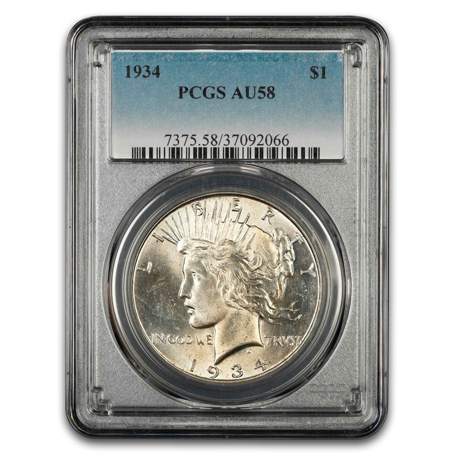 1934 Peace Dollar AU-58 PCGS