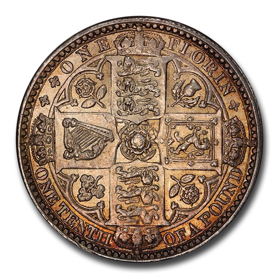 1849 Great Britain Silver Florin Victoria MS-63 PCGS