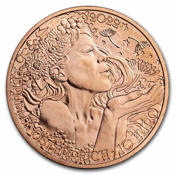 2022 Austria Copper €10 Language of Flowers (Dandelion)