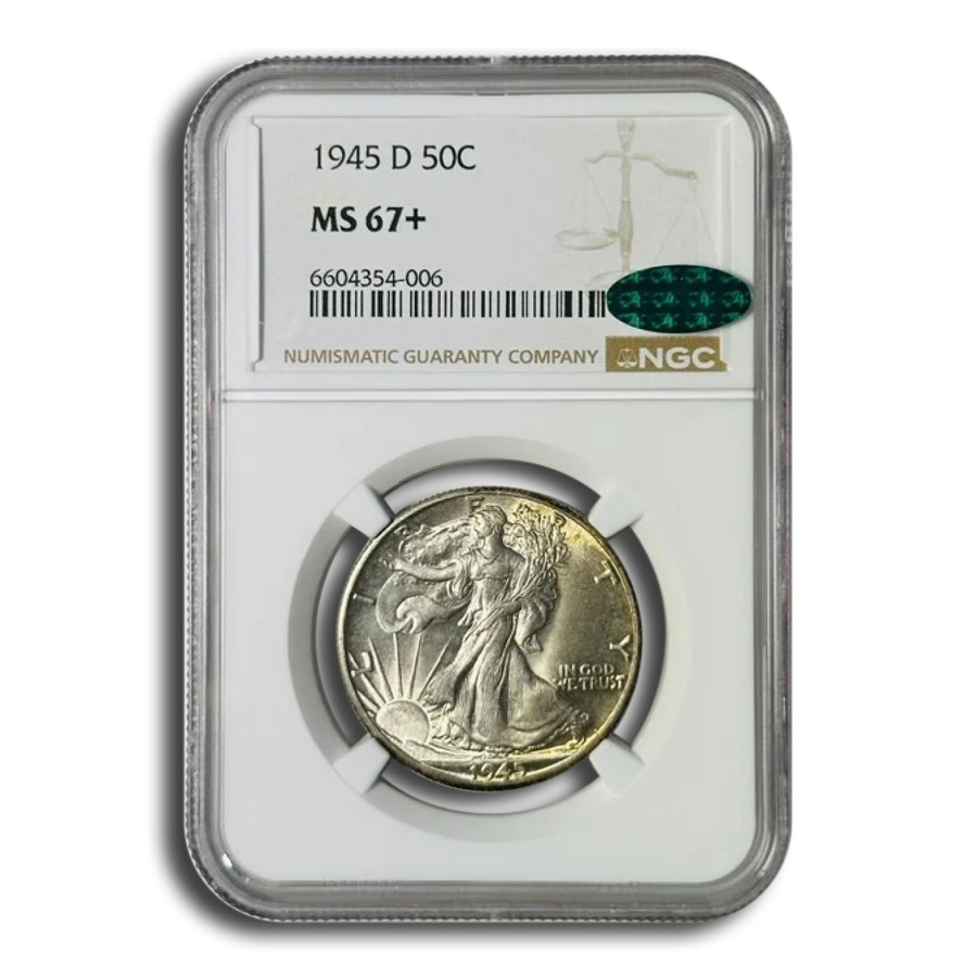 1945-D Walking Liberty Half Dollar MS-67+ NGC CAC