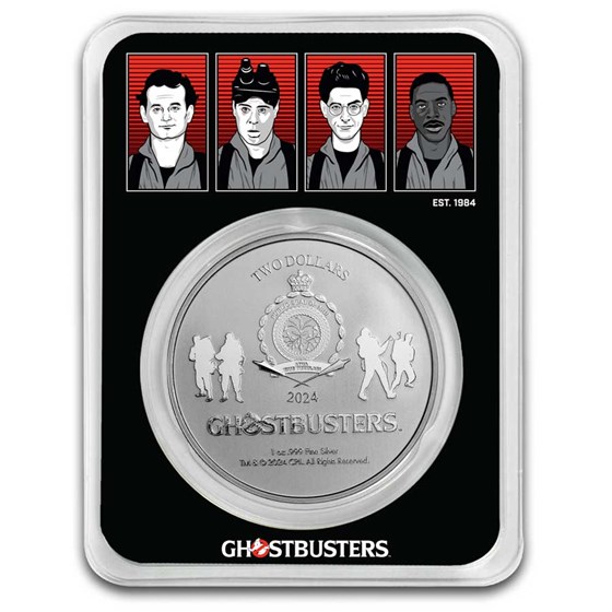 2024 Niue 1 oz Ag $2 Ghostbusters 40th Anniversary (Colorized)
