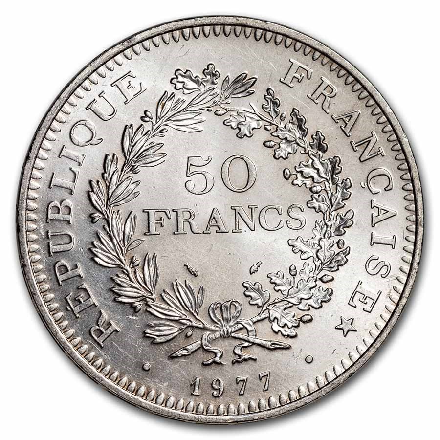 1977 France Silver 50 Francs Hercules BU