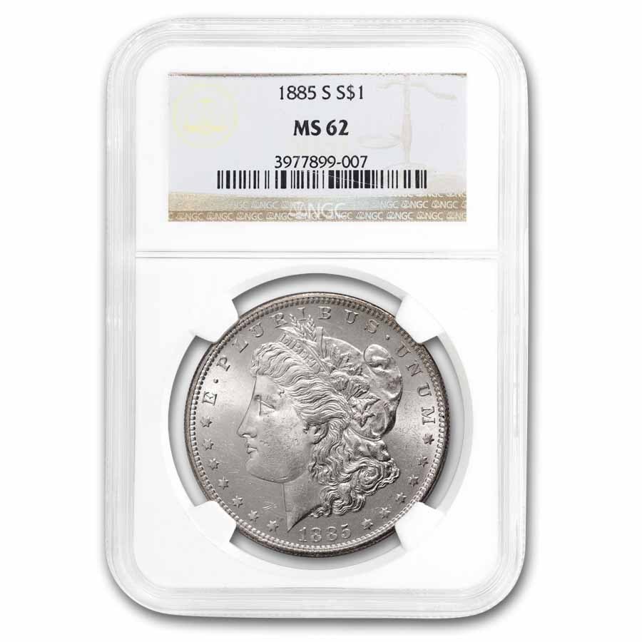 1885-S Morgan Dollar MS-62 NGC
