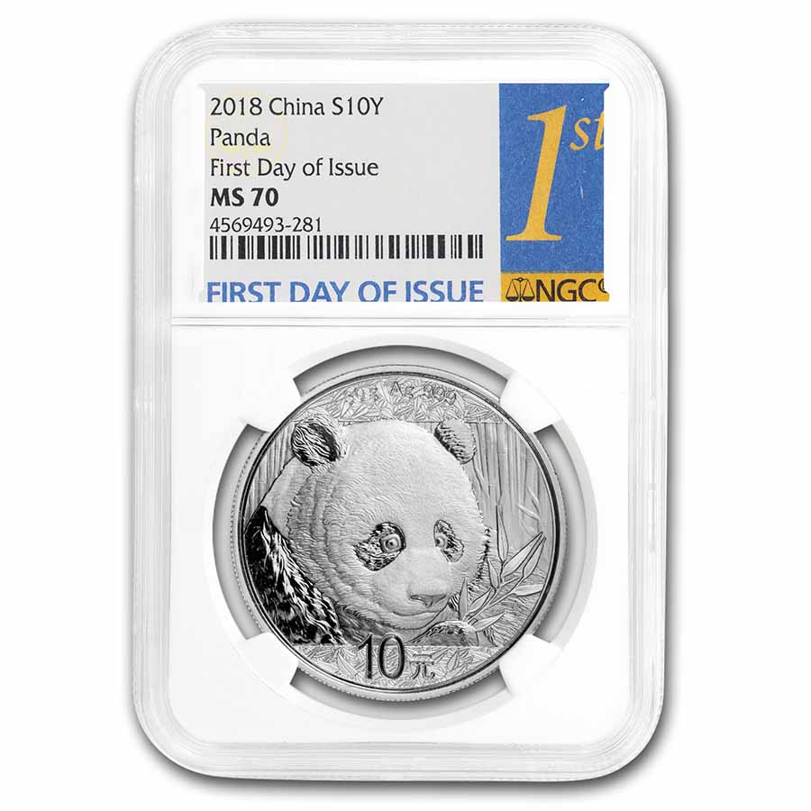 2018 China 30 gram Silver Panda MS-70 NGC (First Day of Issue)