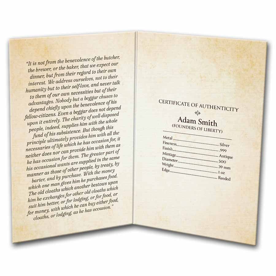 1 oz Ag - Founders of Liberty: Smith | Free Enterprise (Antique)