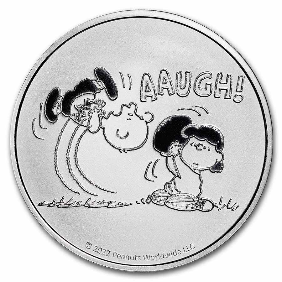 Peanuts® Lucy Pulls the Football 1 oz Silver Round