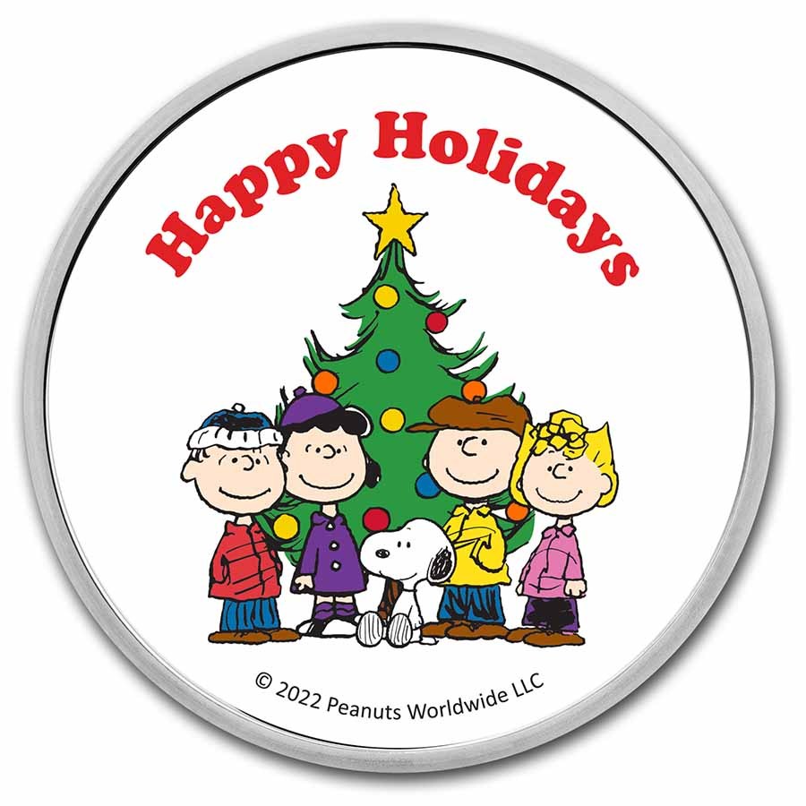 Peanuts® Snoopy, Van Pelt & Brown Christmas 1 oz Colorized Silver