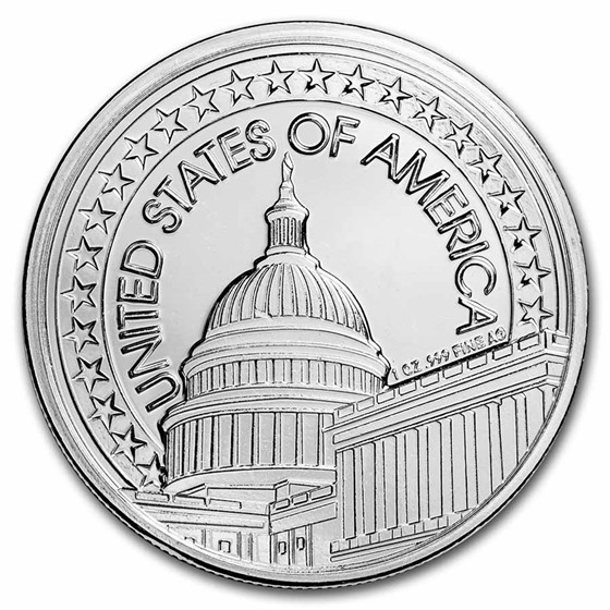 1 oz Silver Round - Bald Eagle, Flag &amp; Capitol