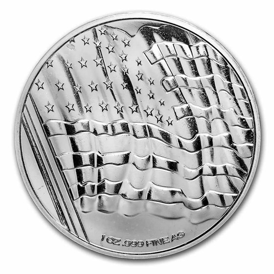 1 oz Silver Round - Vintage Eagle & Flag