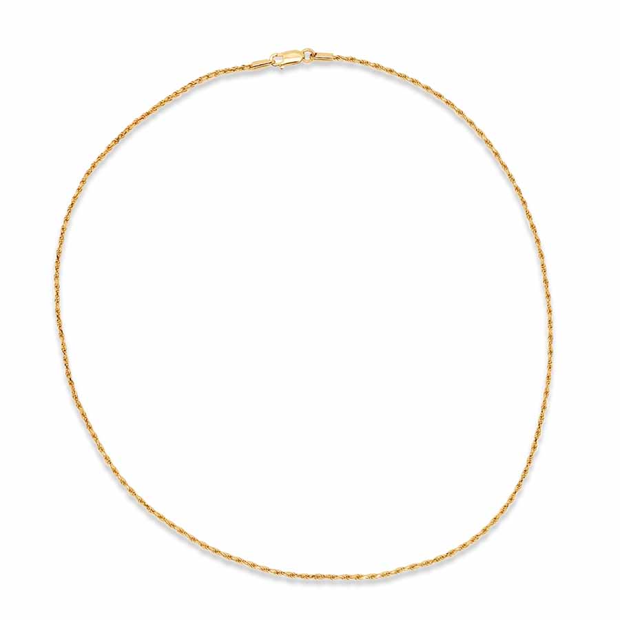 Nebü 22K Gold 1.6 mm 17 cm Rope Chain Bracelet