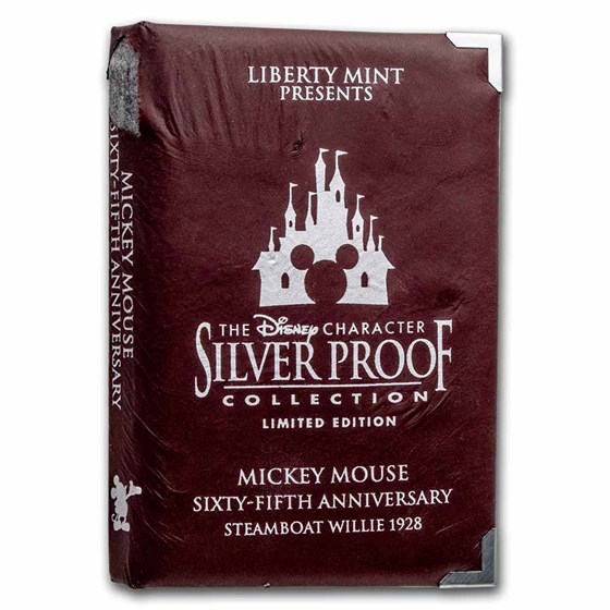 1 oz Silver Round - Mickey Mouse 65th Anniv of Steamboat Willie