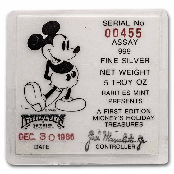 5 oz Silver Round - Mickey's Happy New Year (w/Box &amp; COA)