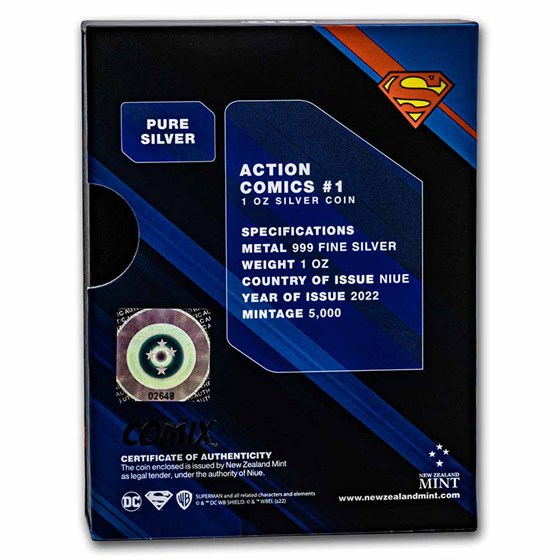 2022 Niue 1 oz Silver $2 COMIX™ - Action Comics #1 Coin