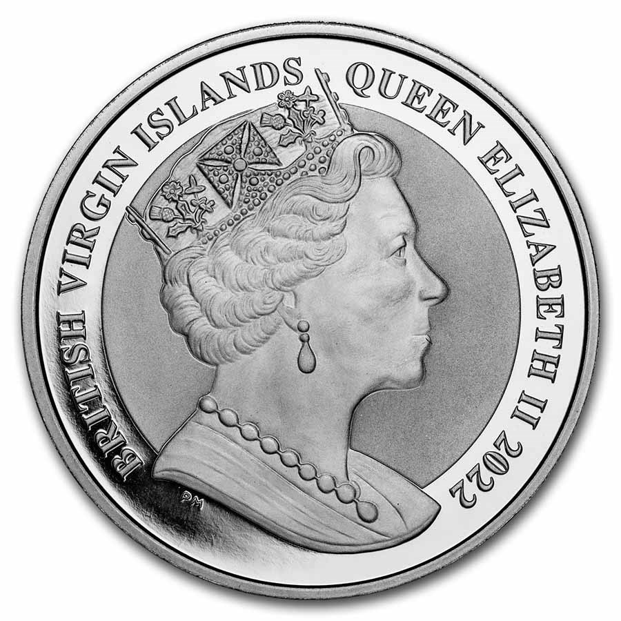 2022 BVI 1 oz Silver Santa Maria Reverse Cameo BU