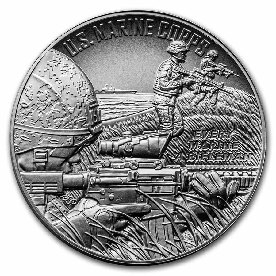 (2022) 2.5 oz Silver U.S. Marine Corps Medal (w/Box & COA)