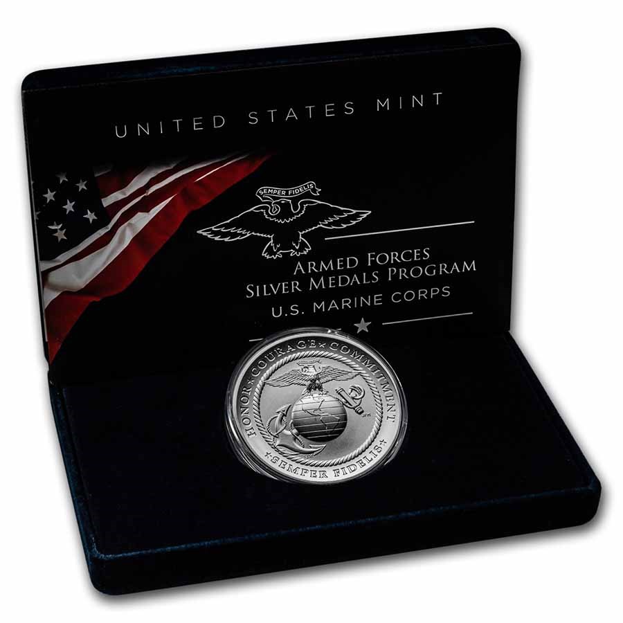 (2022) 2.5 oz Silver U.S. Marine Corps Medal (w/Box & COA)
