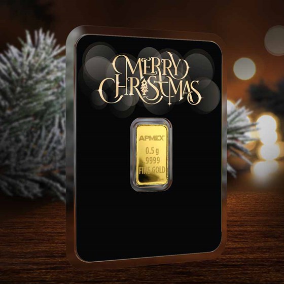 1/2 gram Gold Bar - APMEX (w/Merry Christmas, Black, In TEP)