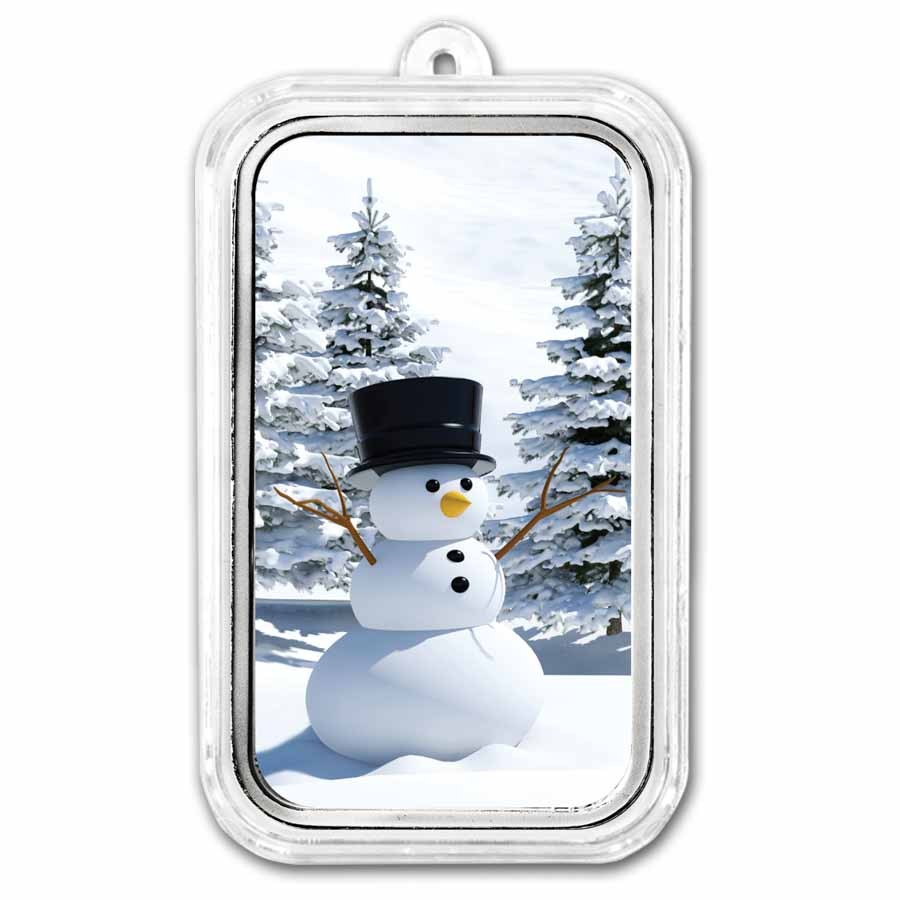 2026 1 oz Silver Colorized Bar - Snowman