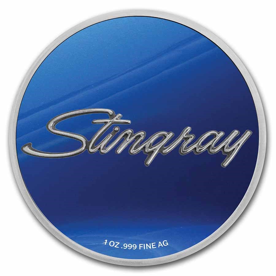 Corvette (1972) Blue Stingray 1 oz Colorized Silver w/ TEP
