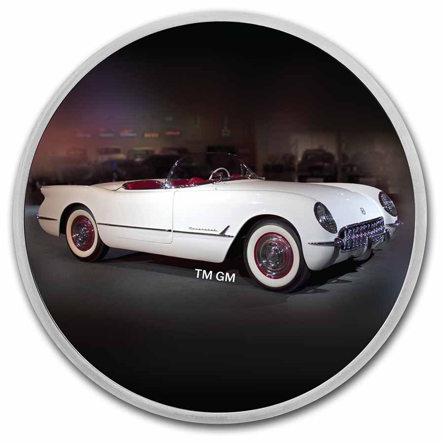 Corvette (1953) White 1 oz Colorized Silver w/ TEP