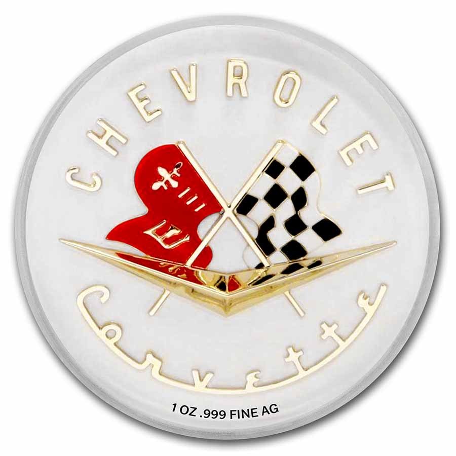 Corvette (1953) White 1 oz Colorized Silver w/ TEP