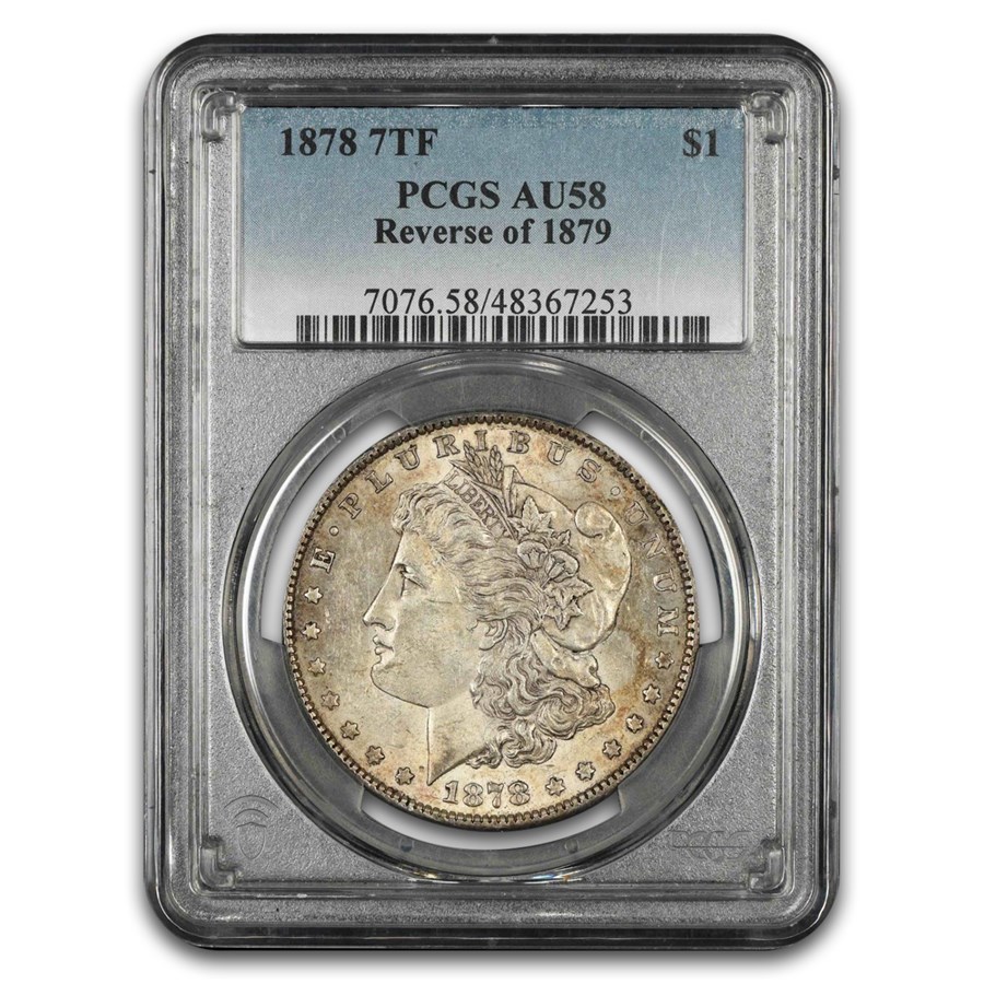 1878 Morgan Dollar 7 TF Rev of 79 AU-58 PCGS