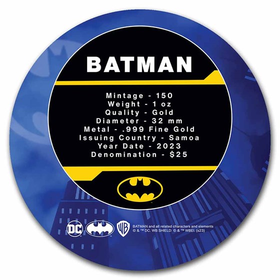 2023 Samoa 1 oz Gold DC Comics Batman BU