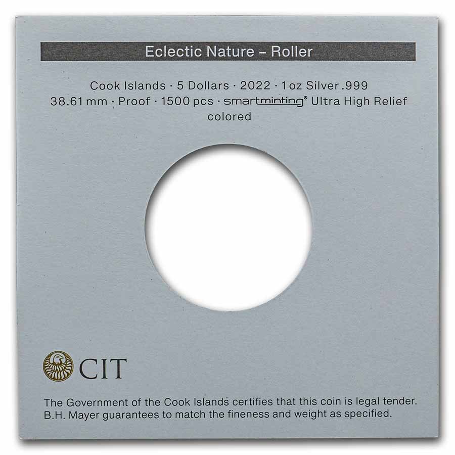 2022 Cook Islands 1 oz Silver UHR Eclectic Nature European Roller