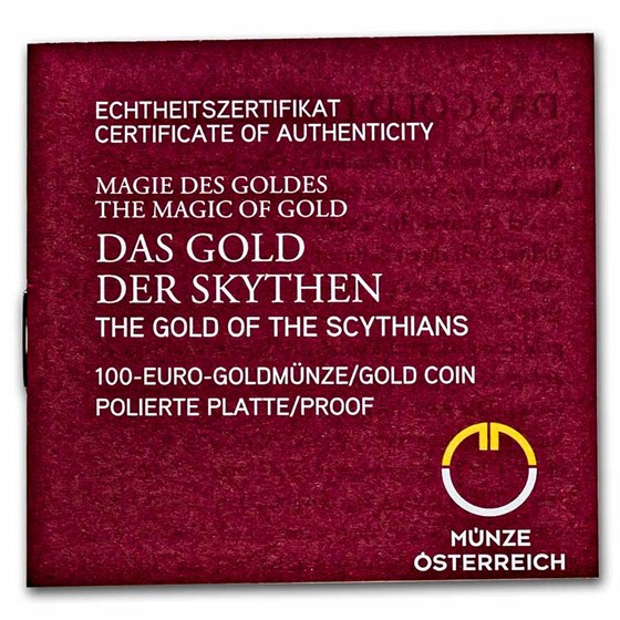 2022 Austria Pf Gold €100 Magic of Gold (Gold of the Scythians)