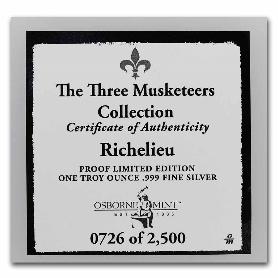 1 oz Silver Proof Round - Three Musketeers - Cardinal Richelieu