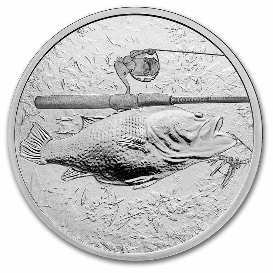 1 oz Silver Round - Gun & Rod (Bass)