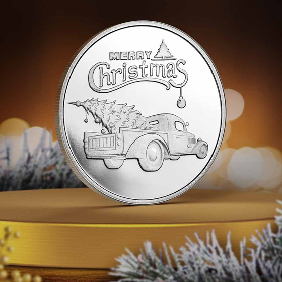 2026 1 oz Silver Round - Truck &amp; Christmas Tree