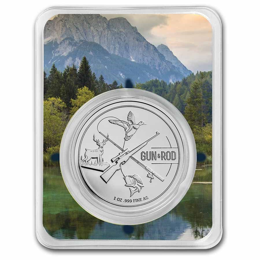 1 oz Silver Round - Gun & Rod (Bass) w/ TEP