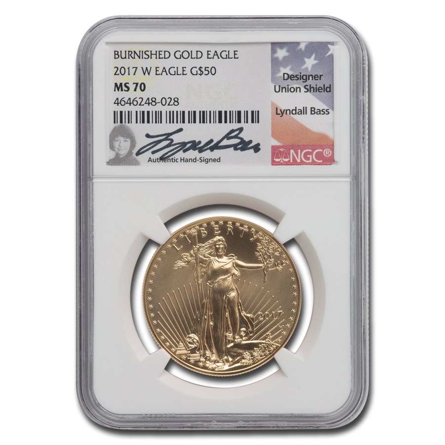 2017-W 1 oz Burnished Gold Eagle MS-70 NGC (Bass)
