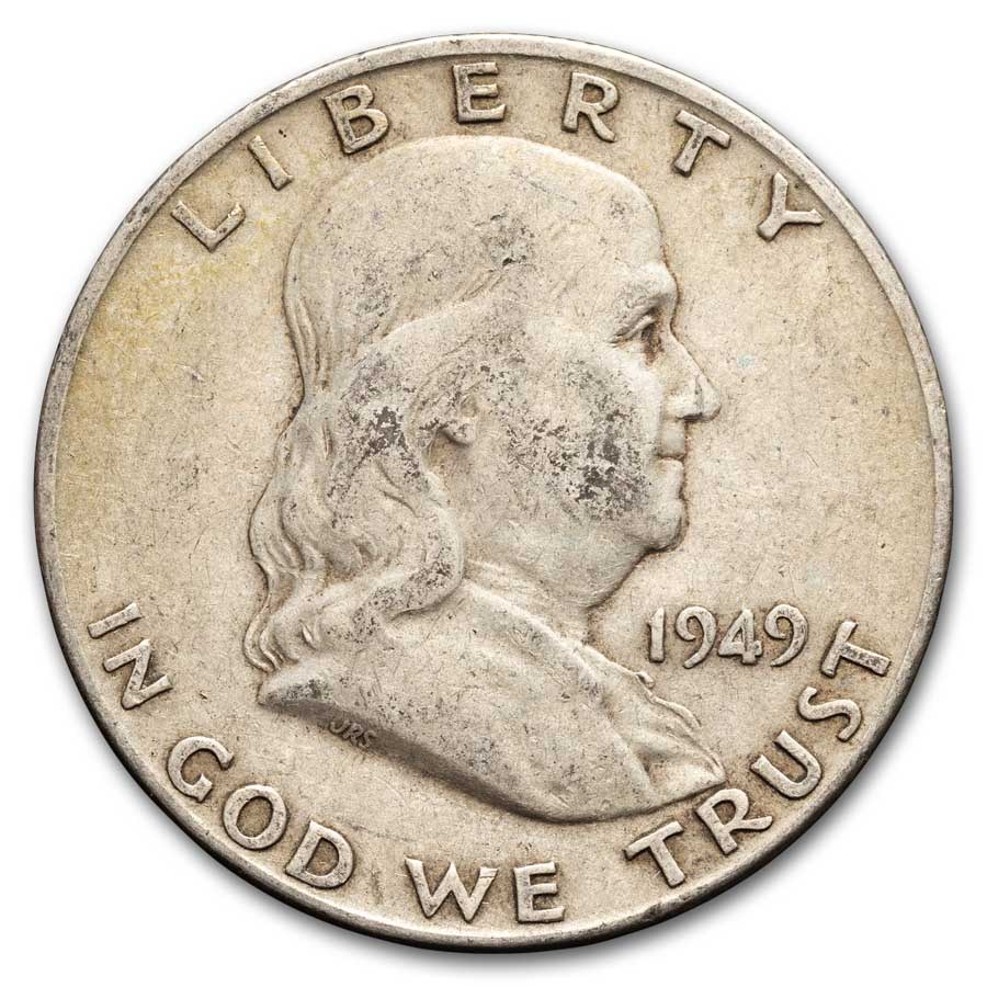 1949-D Franklin Half Dollar 20-Coin Roll Avg Circ