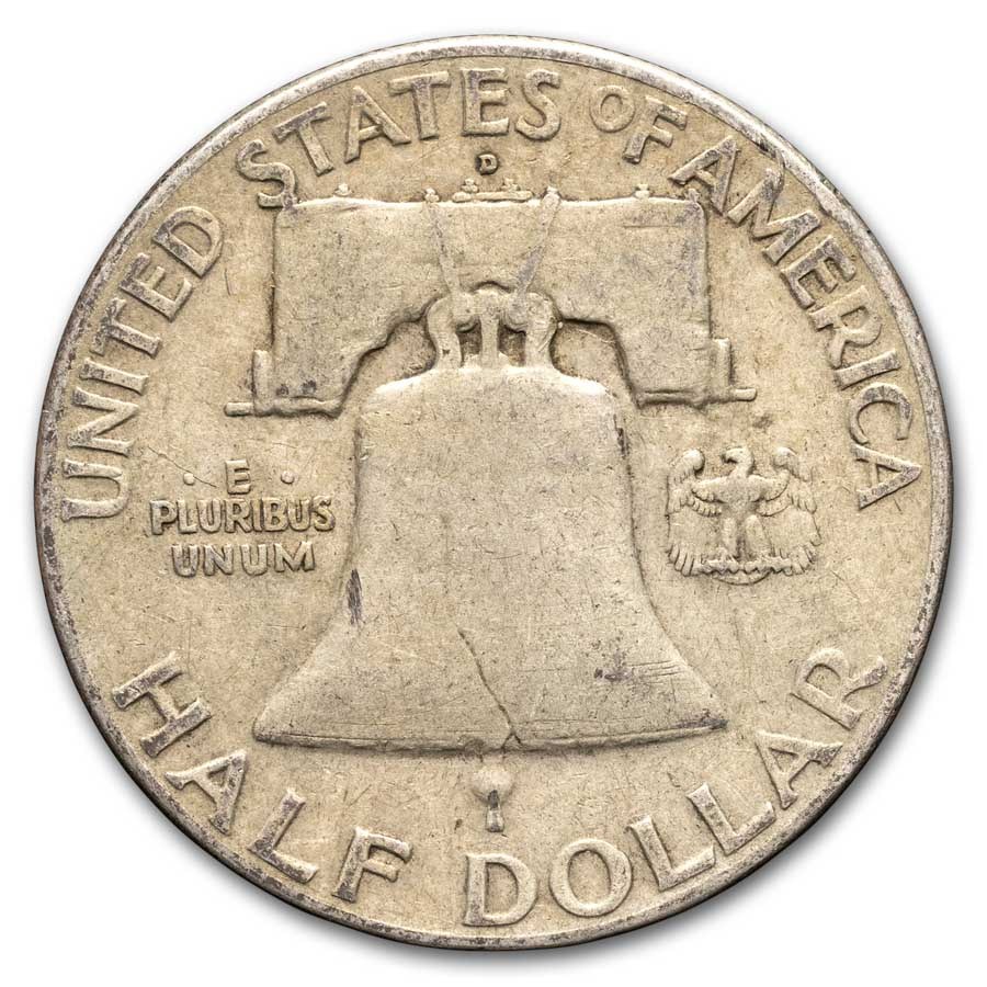 1949-D Franklin Half Dollar 20-Coin Roll Avg Circ