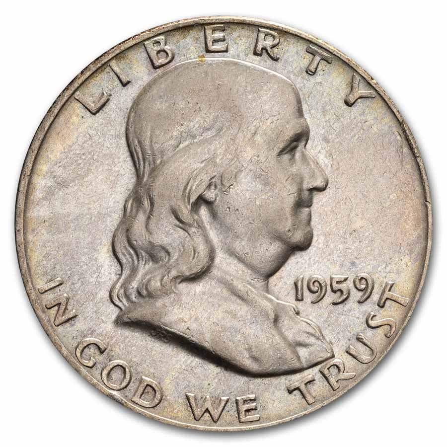 1959 Franklin Half Dollar 20-Coin Roll Avg Circ