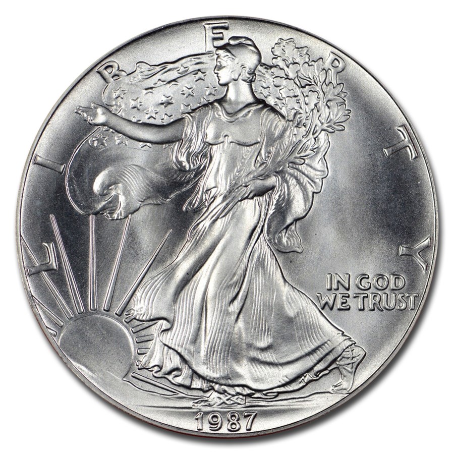 1987-S American Silver Eagle MS-70 PCGS (Mercanti, First Strike)
