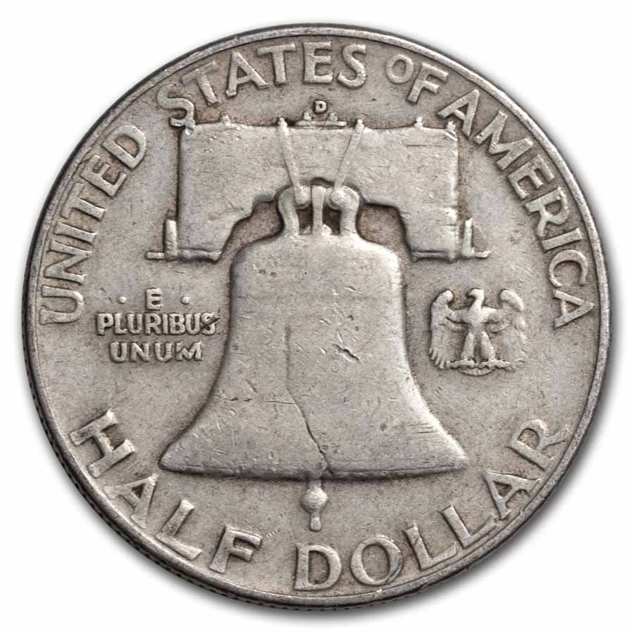 1954-D Franklin Half Dollar 20-Coin Roll Avg Circ