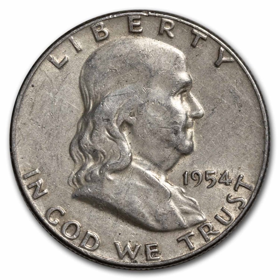 1954 Franklin Half Dollar 20-Coin Roll Avg Circ