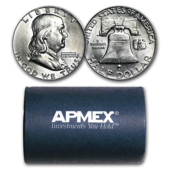 90% Silver Franklin Halves $10 20-Coin Roll BU 90% Silver Franklin Halves $10 20-Coin Roll BU