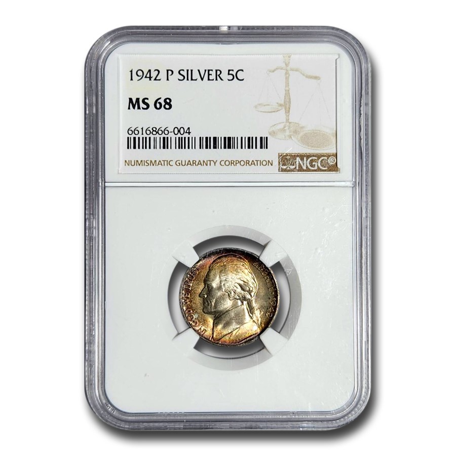 1942-P Silver Jefferson Nickel MS-68 NGC