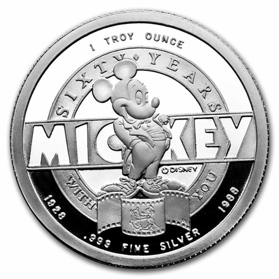 1 oz Silver Round - Mickey Mouse 60 Years Mouse of All Trades