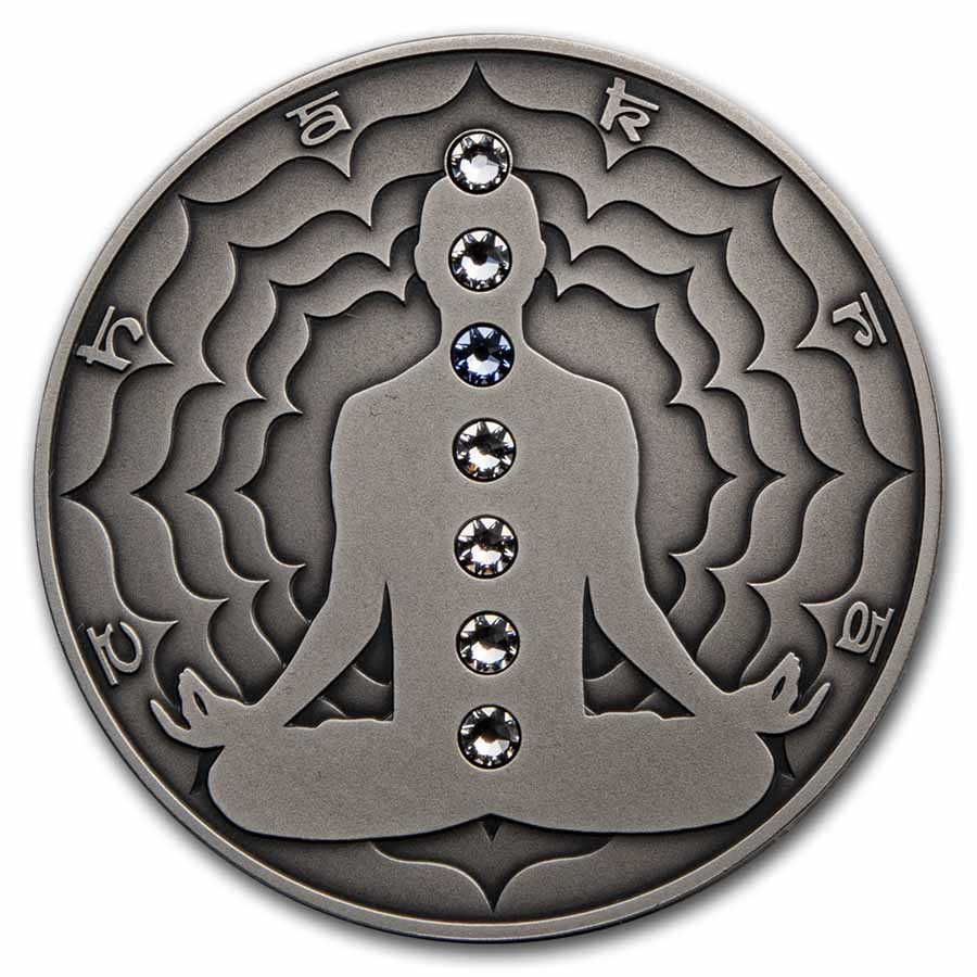 2021 Cameroon 2 oz Silver Antique Chakra; Vishuddha